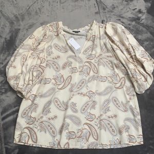 NWT *  Ann Taylor paisley blouse with puffy sleeve